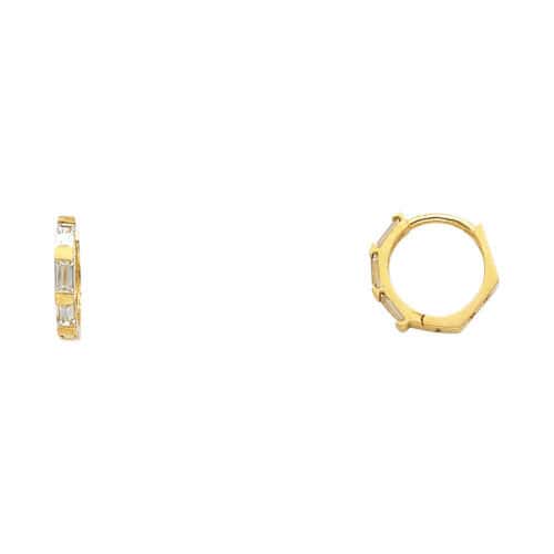 14K Yellow Gold Cubic Zirconia Huggies Earrings