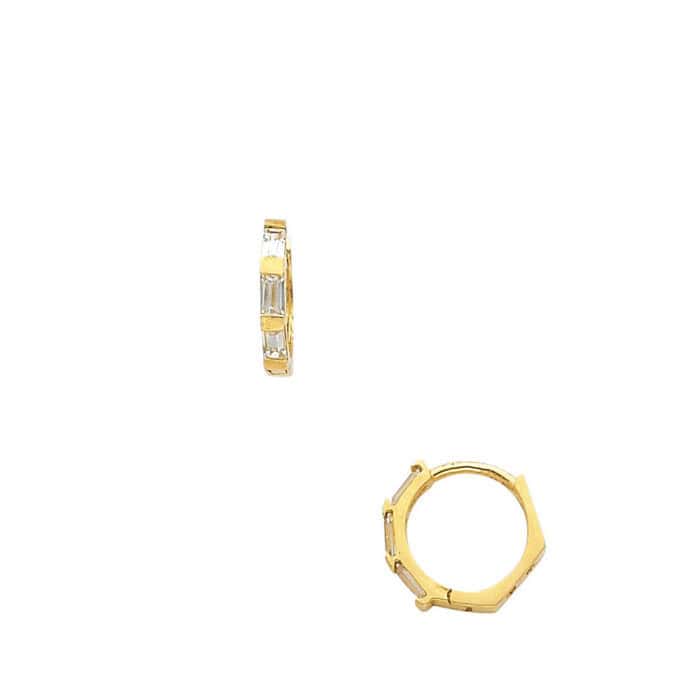 14K Yellow Gold Cubic Zirconia Huggies Earrings - Image 2