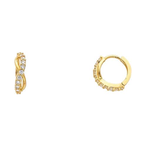 14K Yellow Gold Cubic Zirconia Huggies Earrings