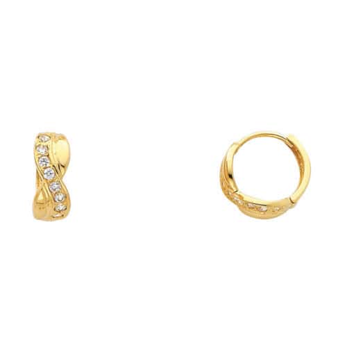 14K Yellow Gold Cubic Zirconia Huggies Earrings