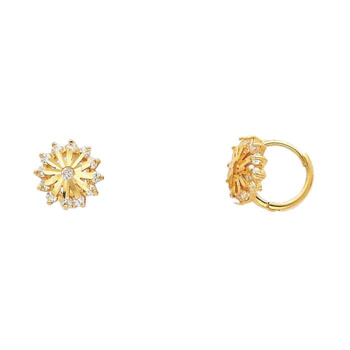 14K Yellow Gold Cubic Zirconia Huggies Earrings