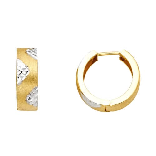 14K Two Tone Gold 5mm Huggies Earrings