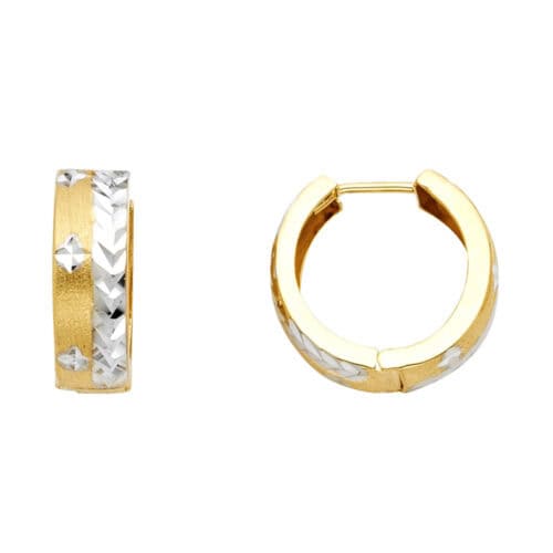 14K Two Tone Gold 5mm Huggies Earrings
