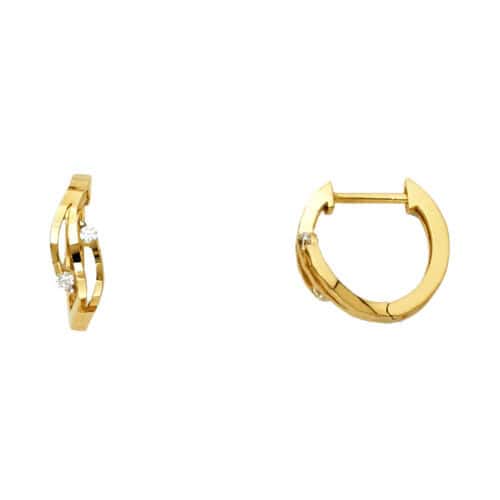 14K Yellow Gold 4mm Cubic Zirconia Huggies Earrings