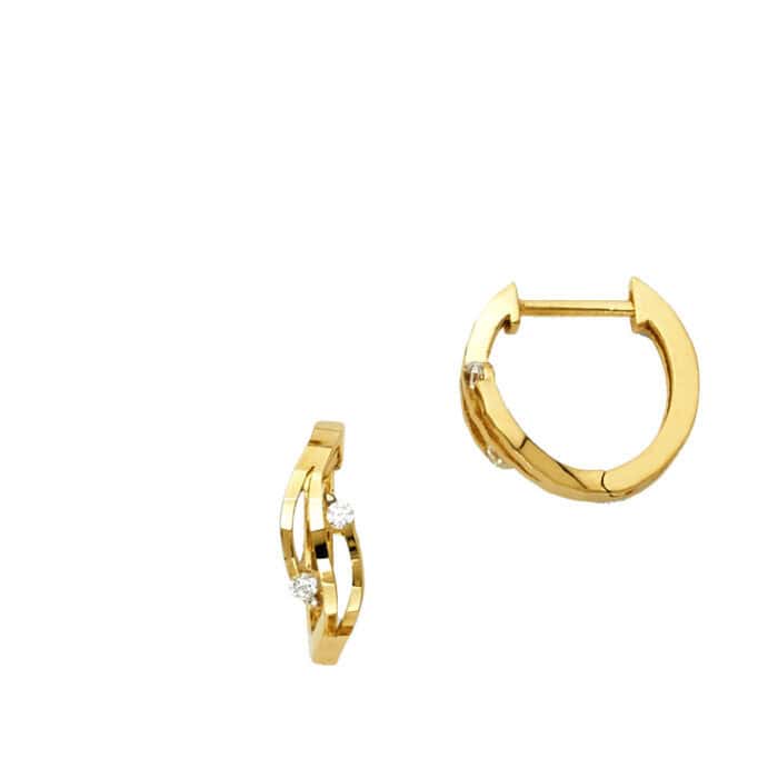 14K Yellow Gold 4mm Cubic Zirconia Huggies Earrings - Image 2