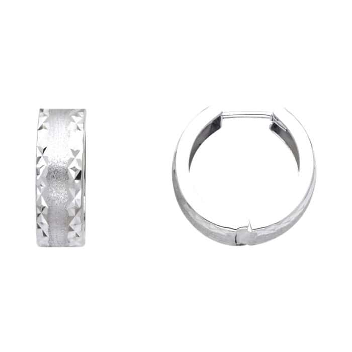 14K White Gold 5mm Diamond Cut Huggies Earrings