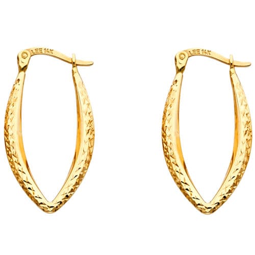 14K Yellow Gold Diamond Cut Hollow Earrings