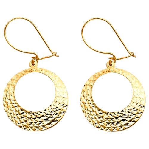 14K Yellow Gold Diamond Cut RD Teardrop Earrings