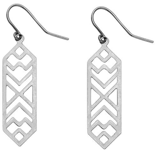14K White Gold Hexa Hanging Earrings