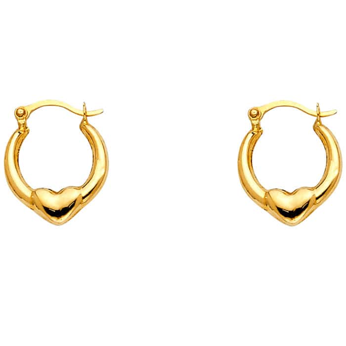 14K Yellow Gold Fancy Hollow Hoop Earrings