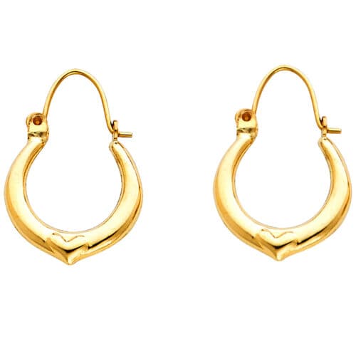 14K Yellow Gold Fancy Hollow Hoop Earrings