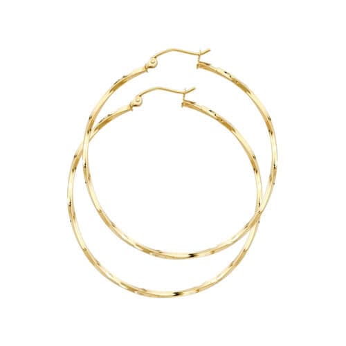 14K Yellow Gold Curled Hoop Earrings
