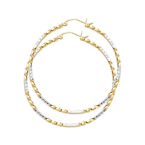 14K Two Tone Gold Curled Hoop Earrings