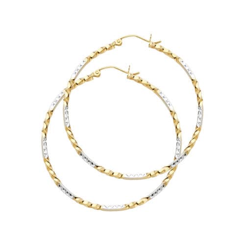 14K Two Tone Gold Curled Hoop Earrings