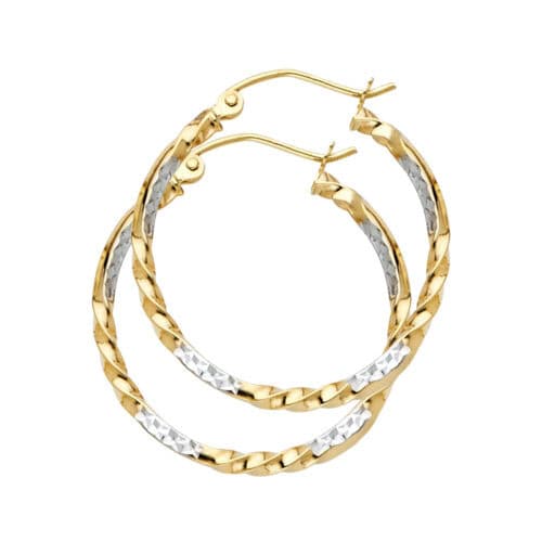 14K Two Tone Gold Curled Hoop Earrings