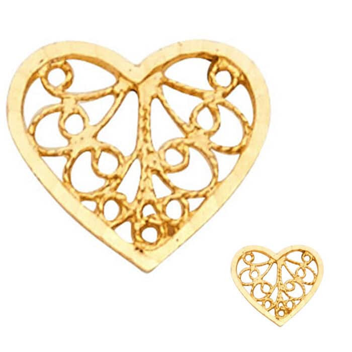 14K Yellow Gold Heart Post Earrings - Image 2