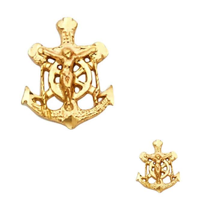 14K Yellow Gold Anchor Post Earrings - Image 2