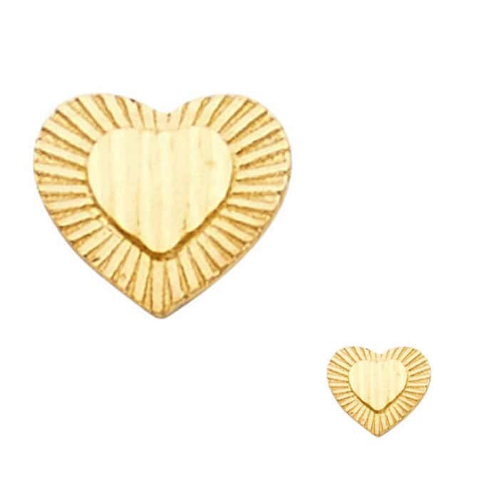 14K Yellow Gold Heart Post Earrings - Image 3
