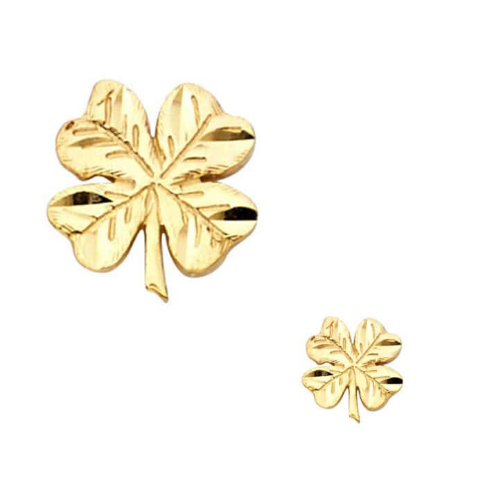 14K Yellow Gold Clover Post Earrings - Image 2