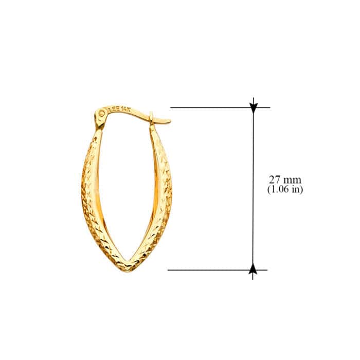 14K Yellow Gold Diamond Cut Hollow Earrings - Image 3