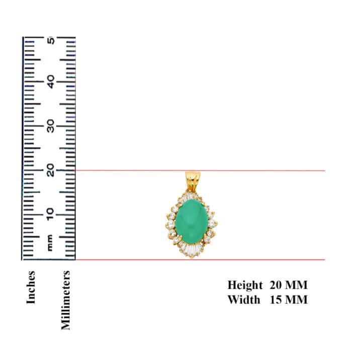 14K Yellow Gold Cubic Zirconia with Jade Pendant - Image 3