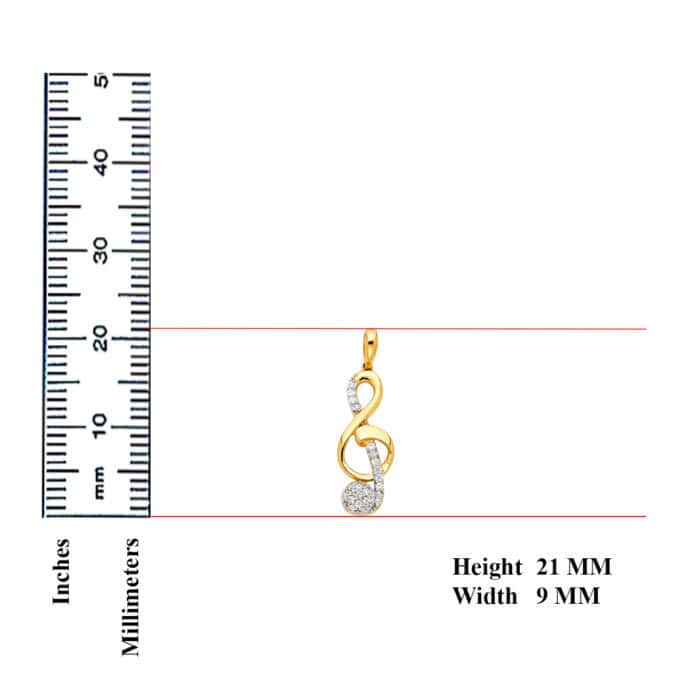 14K Yellow Gold Cubic Zirconia The Treble Clef Pendant - Image 3