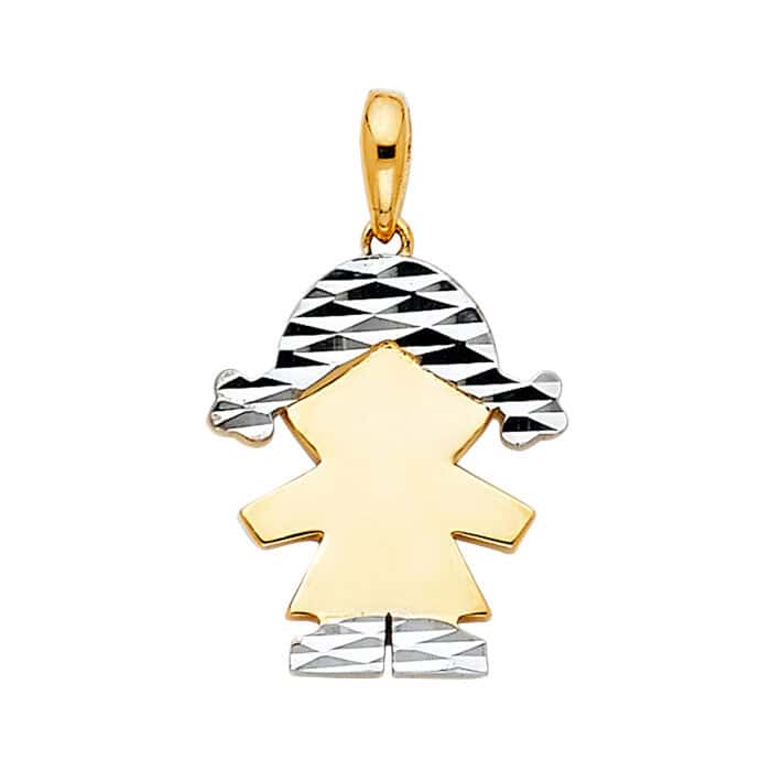 14K Two Tone Gold Girl Pendant