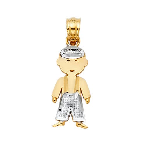 14K Two Tone Gold Boy Pendant
