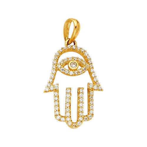 14K Yellow Gold Evil Eye Cubic Zirconia Pendant