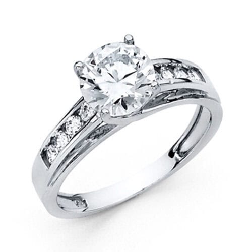 14K White Gold Cubic Zirconia Engagement Ring