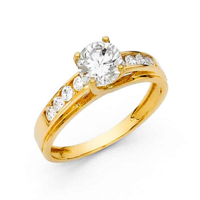 14K Yellow Gold Cubic Zirconia Engagement Ring