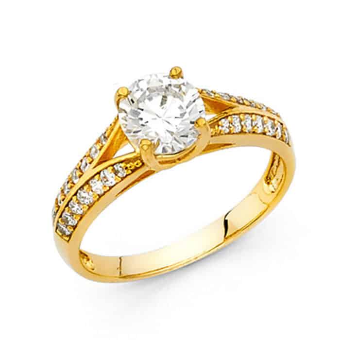 14K Yellow Gold Cubic Zirconia Engagement Ring