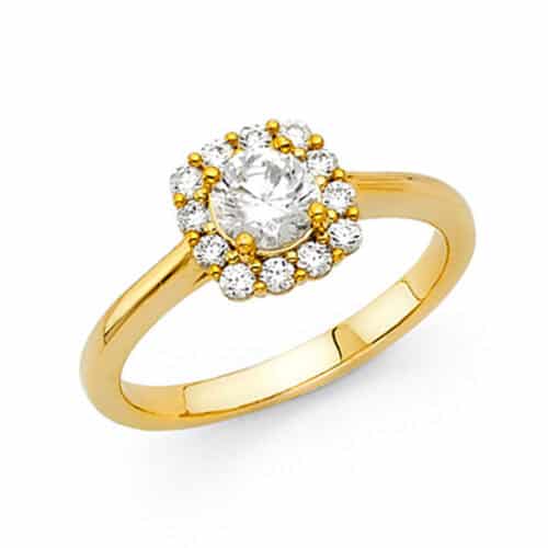 14K Yellow Gold Cubic Zirconia Engagement Ring
