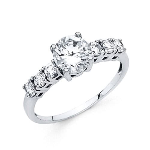 14K White Gold Cubic Zirconia Engagement Ring