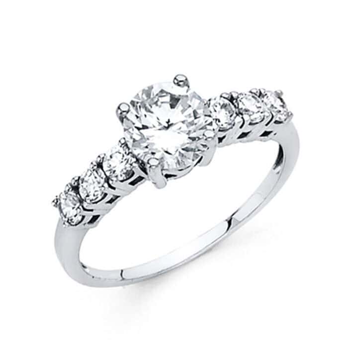 14K White Gold Cubic Zirconia Engagement Ring