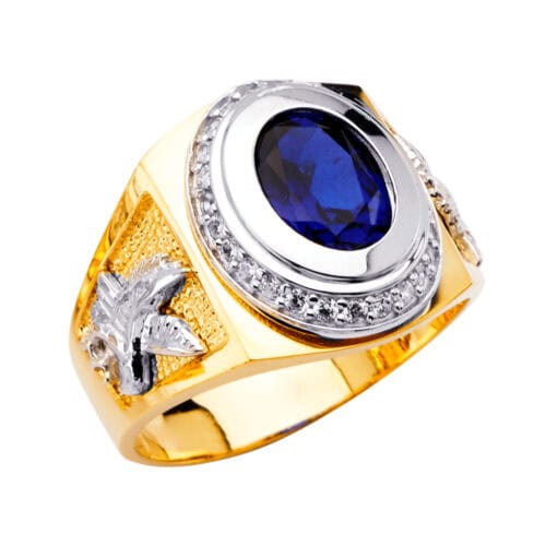 14K Two Tone Gold Men's Cubic Zirconia Ring