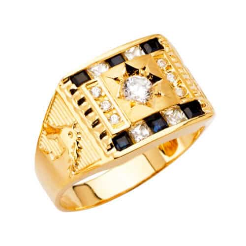 14K Yellow Gold Men's Cubic Zirconia Ring