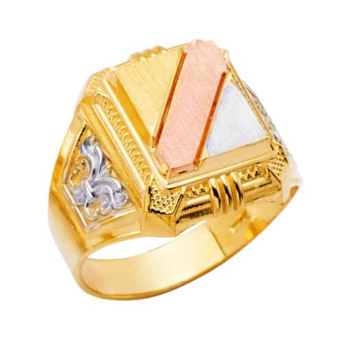 14K Tri Color Gold Men's Ring