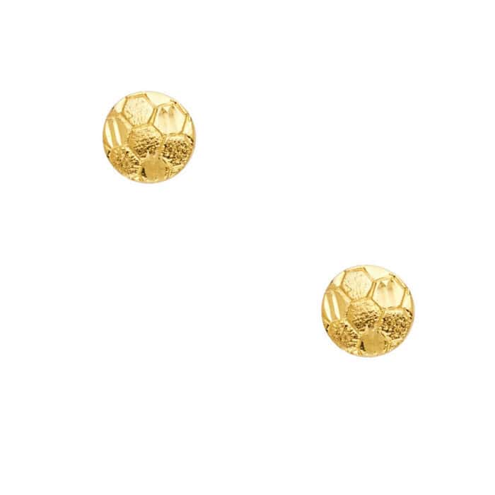 14K Yellow Gold Soccer Ball Post Earrings - Image 2
