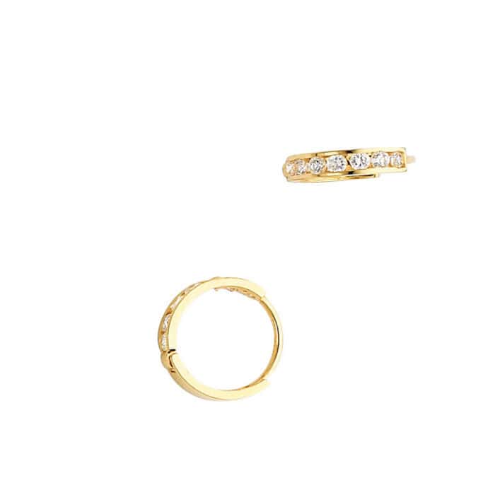 14K White Gold 2mm Cubic Zirconia Huggies Earrings - Image 3