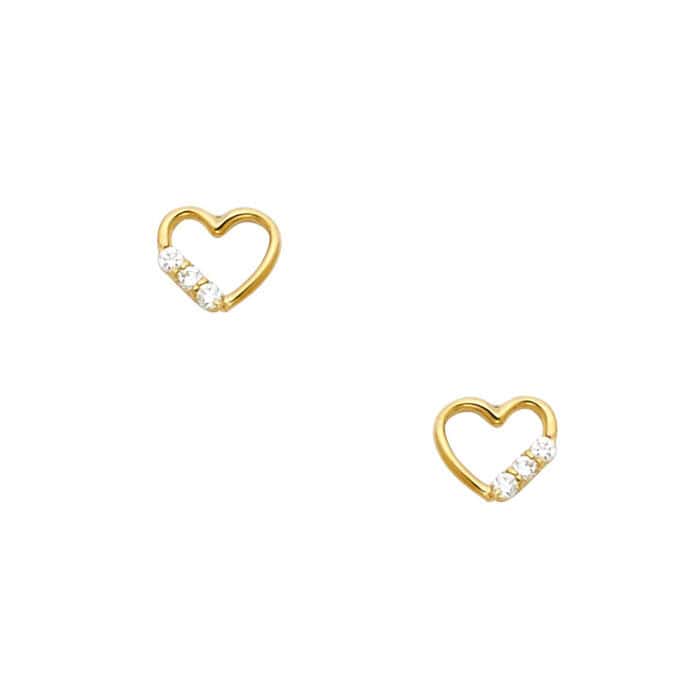 14K Yellow Gold Stud Earrings w/Screw - Image 2