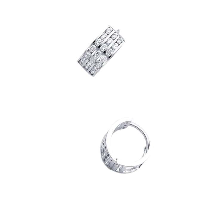 14K White Gold 5mm Cubic Zirconia Huggies Earrings - Image 3
