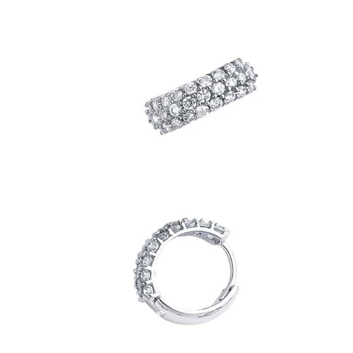 14K White Gold 5mm Cubic Zirconia Hoop Earrings - Image 3