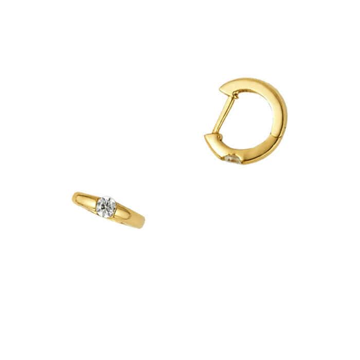 14K Yellow Gold Cubic Zirconia Huggies Earringsrings - Image 3