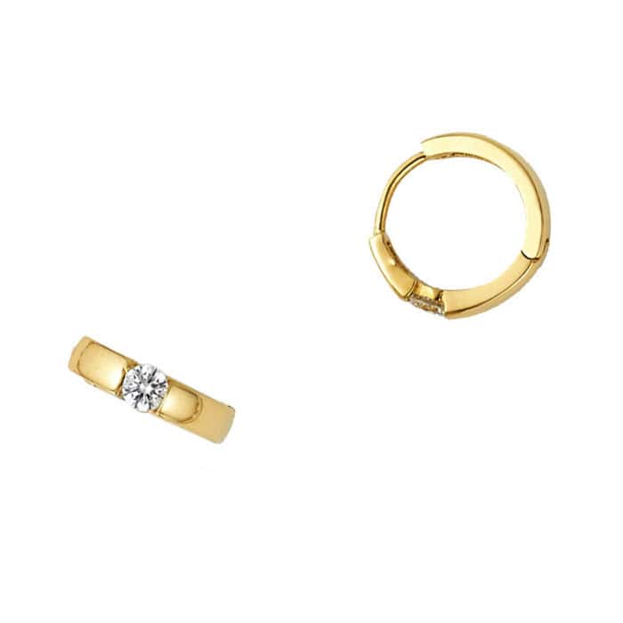 14K Yellow Gold Cuibc Zirconia Huggies Earringsrings - Image 3