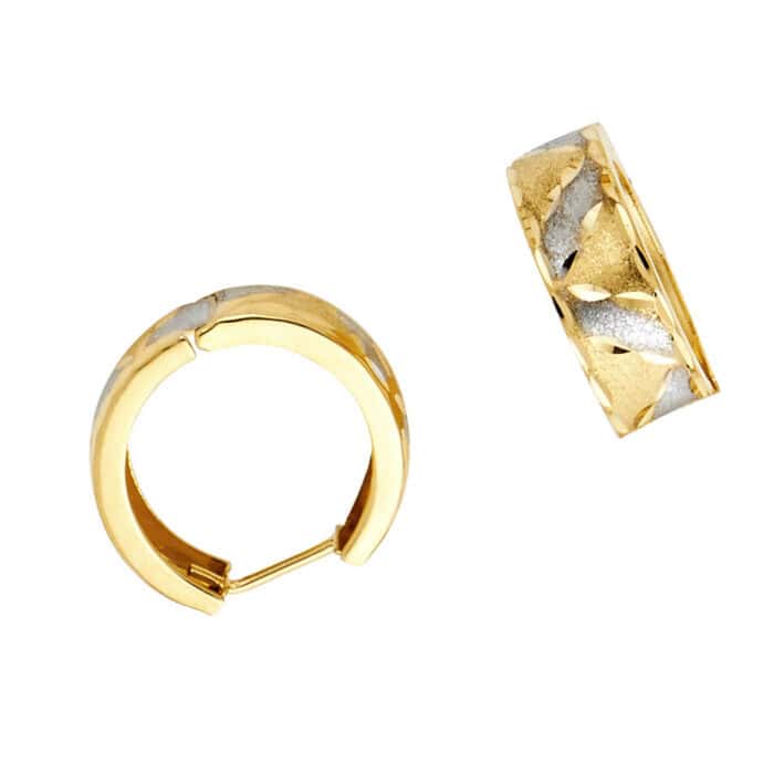 14K Two Tone Gold 5mm Huggies Earrings - Image 3