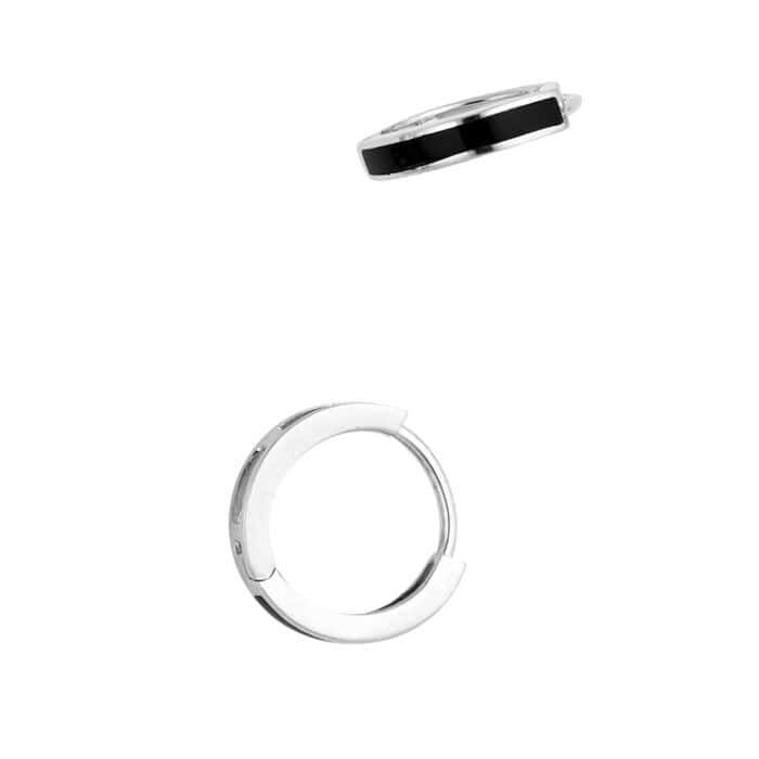 14K White Gold Onyx Huggies Earringsrings - Image 3