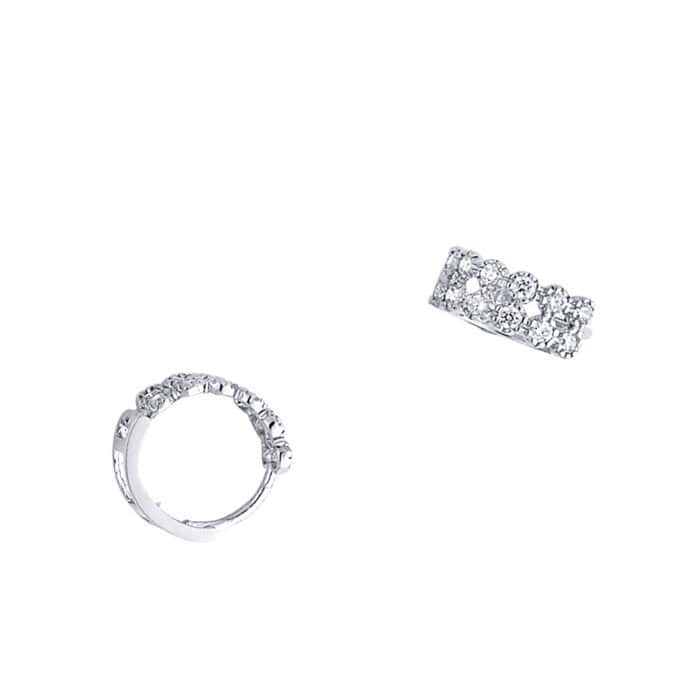 14K White Gold 4mm Cubic Zirconia Huggies Earrings - Image 2