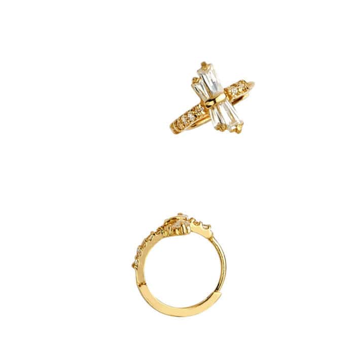 14K Yellow Gold Cubic Zirconia Huggies Earringsrings - Image 3