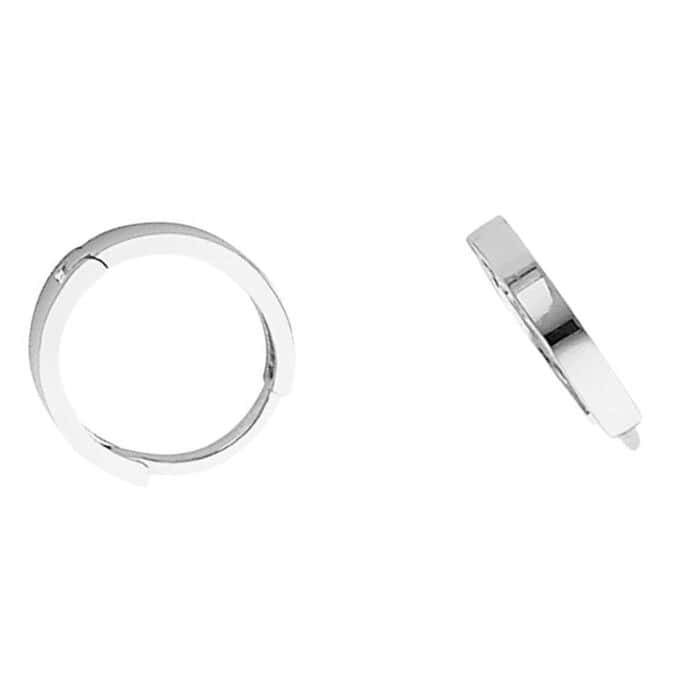 14K White Gold 2mm Square Tube Huggies Earrings - Image 4